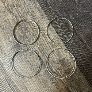 Large silver hoops !!